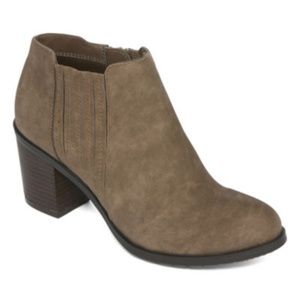 Block Heel Taupe Ankle Booties
